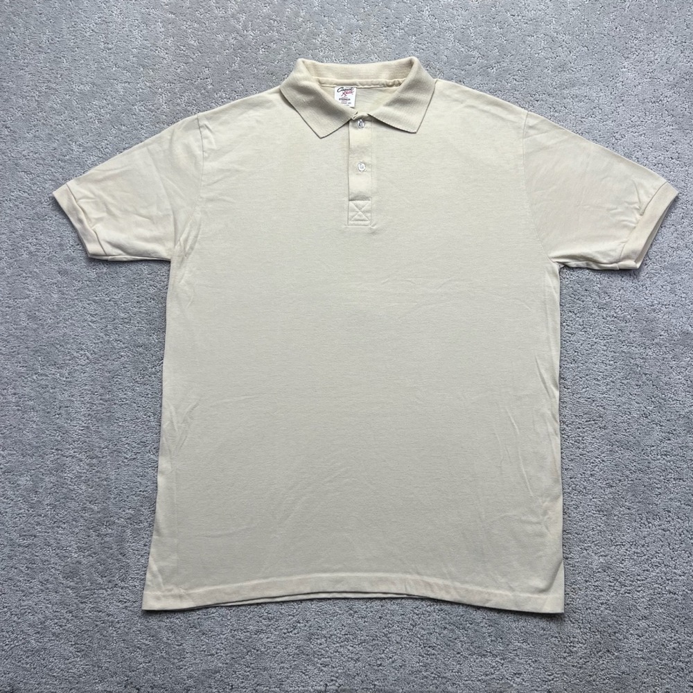 VINTAGE Casual Knits by Stedman Polo Shirt Mens XL Cream Short Sleeve Casual USA